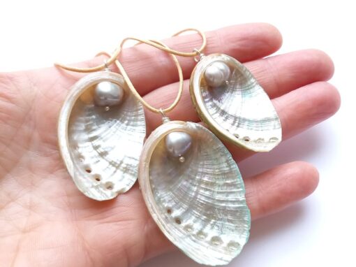 Sea Shell Pendants with Grey Pearls