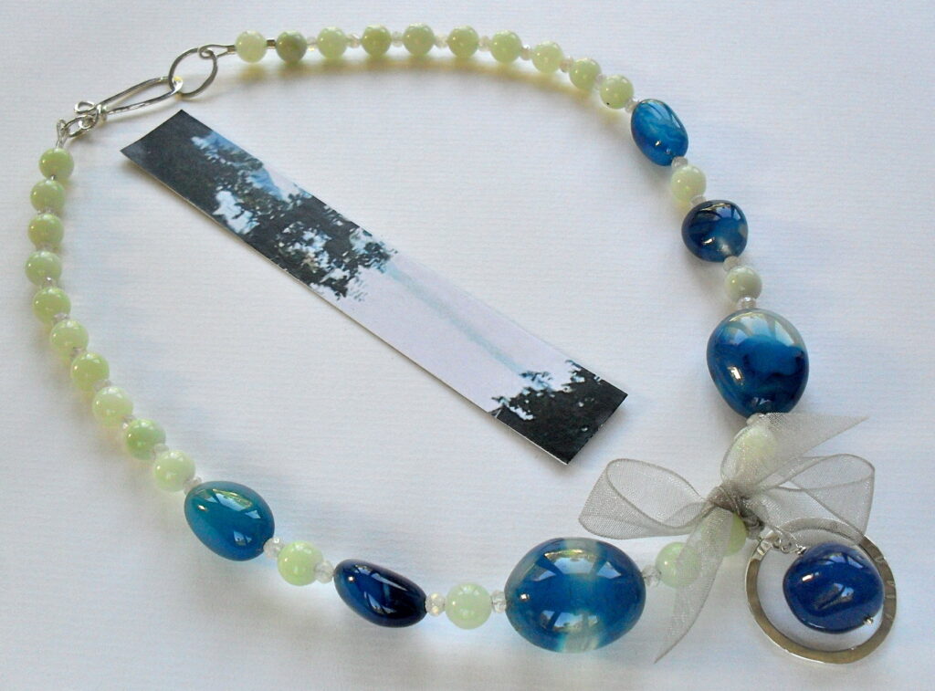coast exhibition necklace green and blue