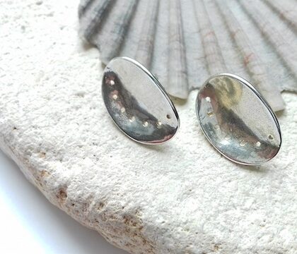 silver ormer studs earrings
