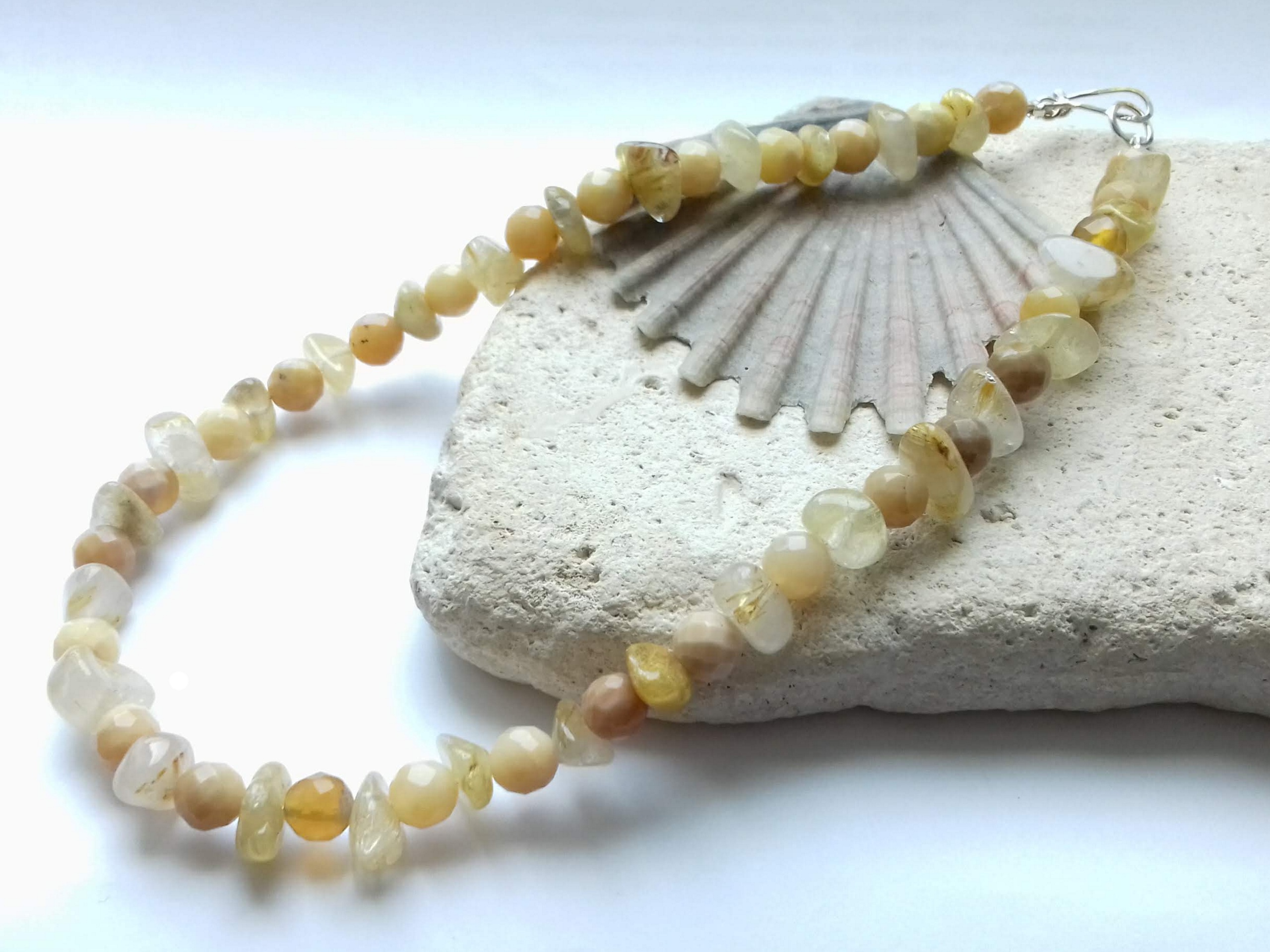yellow opal and quartz necklace