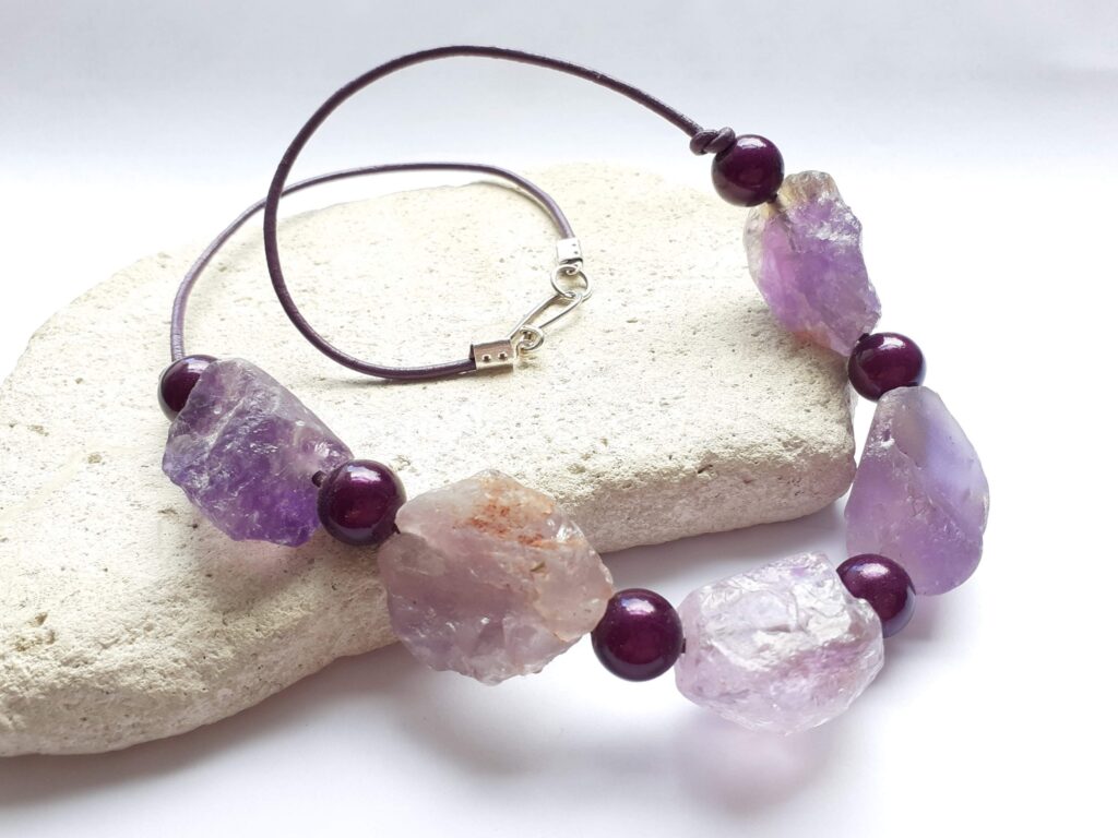 Purple Amethyst and Miracle Bead Colour Theory Necklace