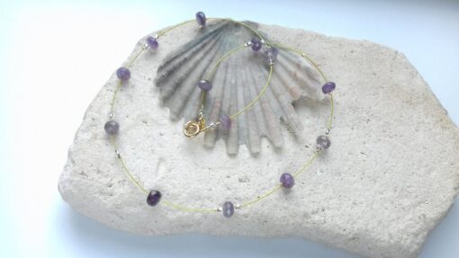 9 Carat Gold and Amethyst Floating Bead Necklace