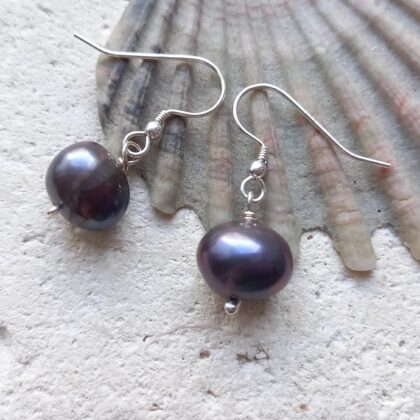 Potato Shaped Peacock Freshwater Pearls with Earwires