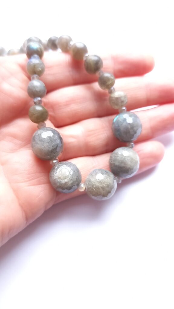 Grey Labradorite Gemstone Beaded Necklace