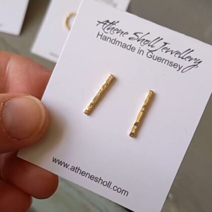 Recycled 9ct Gold Bar Stud Earrings