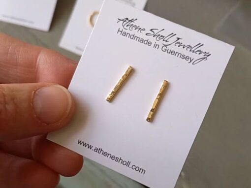 Recycled 9ct Gold Bar Stud Earrings