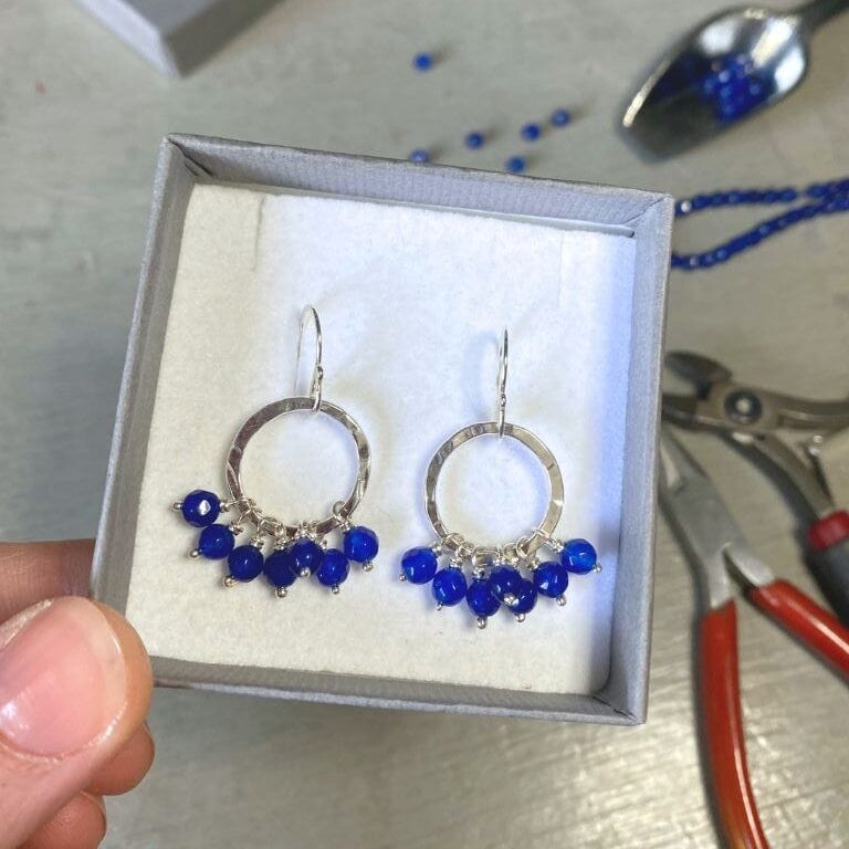 Sapphire Super Disco Ruffle Earrings