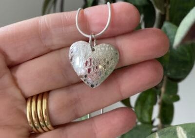 Bespoke Hand Engraved Sterling Silver Heart Pendant
