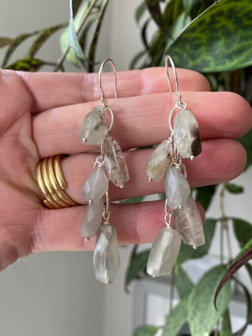 Athene Sholl waterfall earrings Moonstone dangle