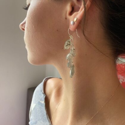 Athene Sholl waterfall earrings moonstone on model