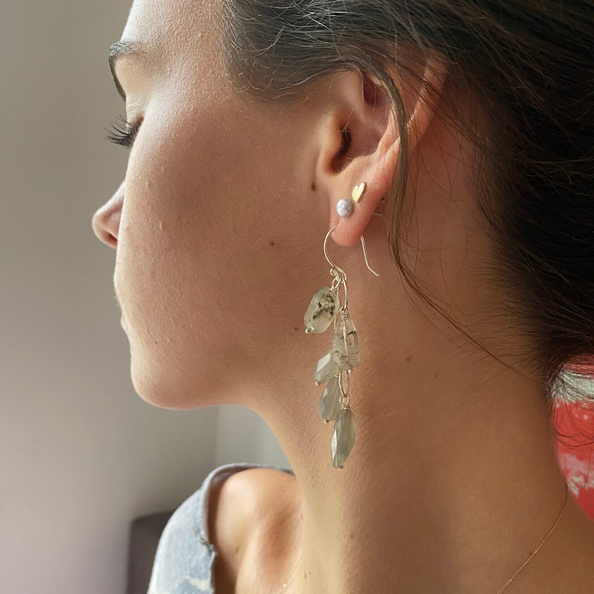 Athene Sholl waterfall earrings moonstone and recycled silver