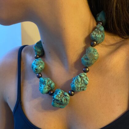 Turquoise and freshwater pearl necklace