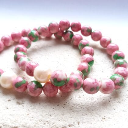 Rainflower jade bracelet, pink and green colour