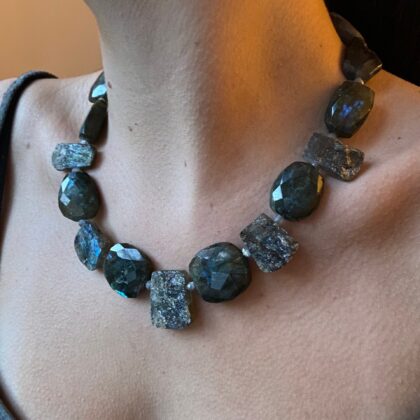 Labradorite necklace in shades of grey